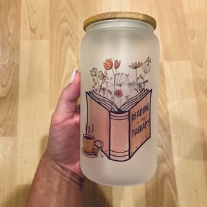 Reading is My Therapy Glass Tumbler Cup